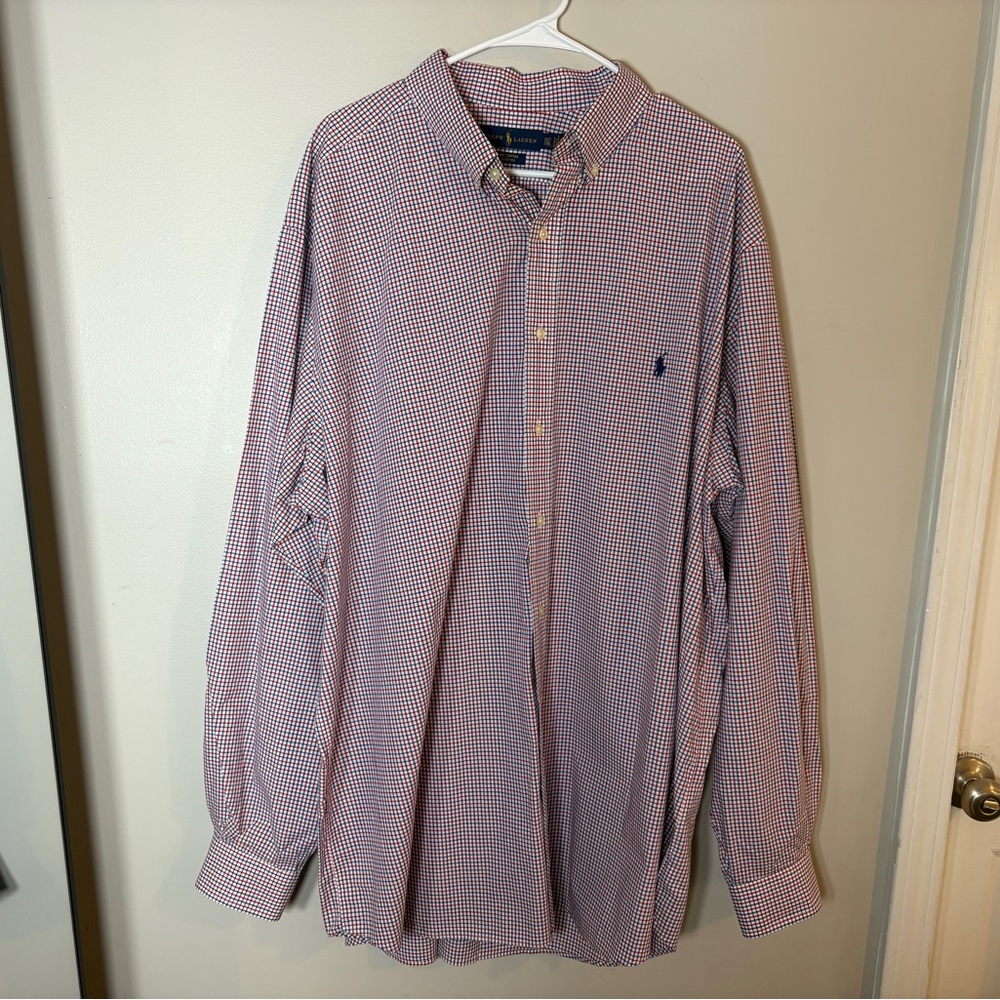Ralph Lauren Big & Tall Men’s Red and White Checkered Button Down Shirt